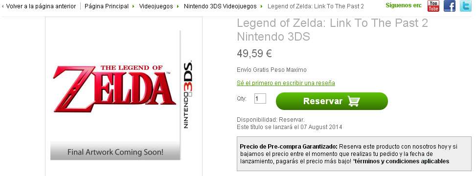 ¡Bomba! Zavvi lista Zelda A Link to the Past 2 para Nintendo 3DS