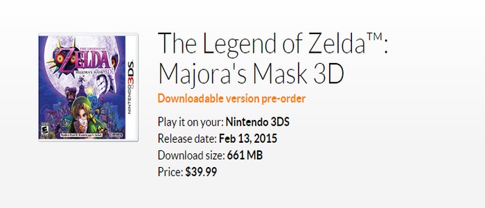 Zelda Majora’s Mask 3D tendrá un tamaño de 661MBs y más información