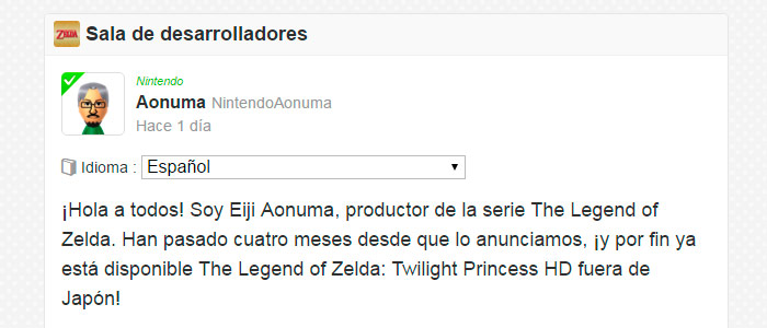Aonuma presenta Twilight Princess HD en Miiverse