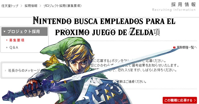 Nintendo Japón contrata diseñadores de niveles para el próximo Zelda