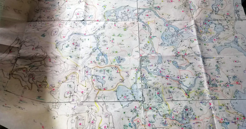 Mapa de Hyrule gigante dibujado a mano