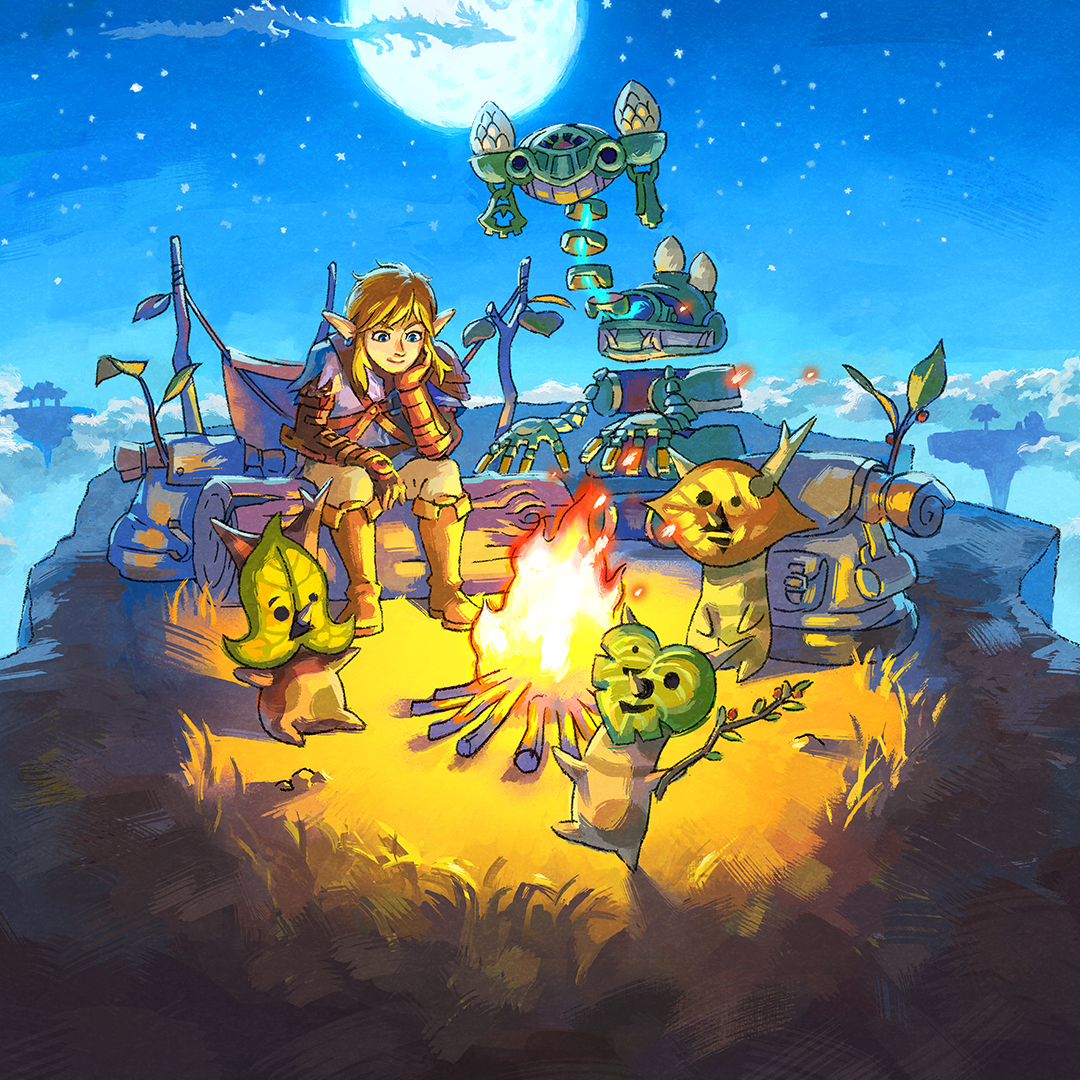 Arte oficial: Descanso de Link junto a sus compañeros